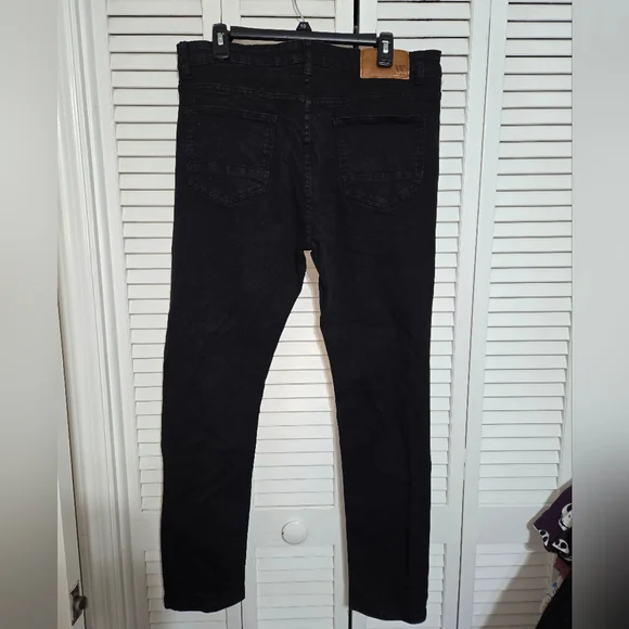 Waimea Men's 36x32 Black Distressed Moto Jeans with Reflective Stripes - Picture 8 of 13